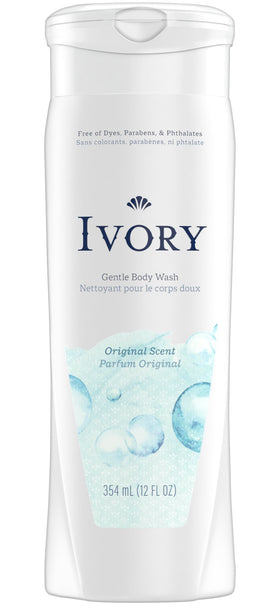 Ivory pouring body wash into hand illustrating smooth application