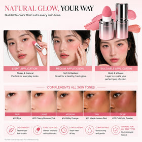 IWAWA on model cheek shot showing natural radiant flush and everyday wear