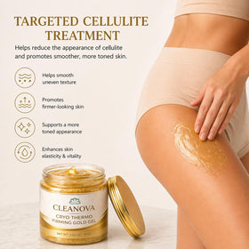 Iwhact Cleanova being applied to thigh illustrating targeted cellulite smoothing and massage benefits
