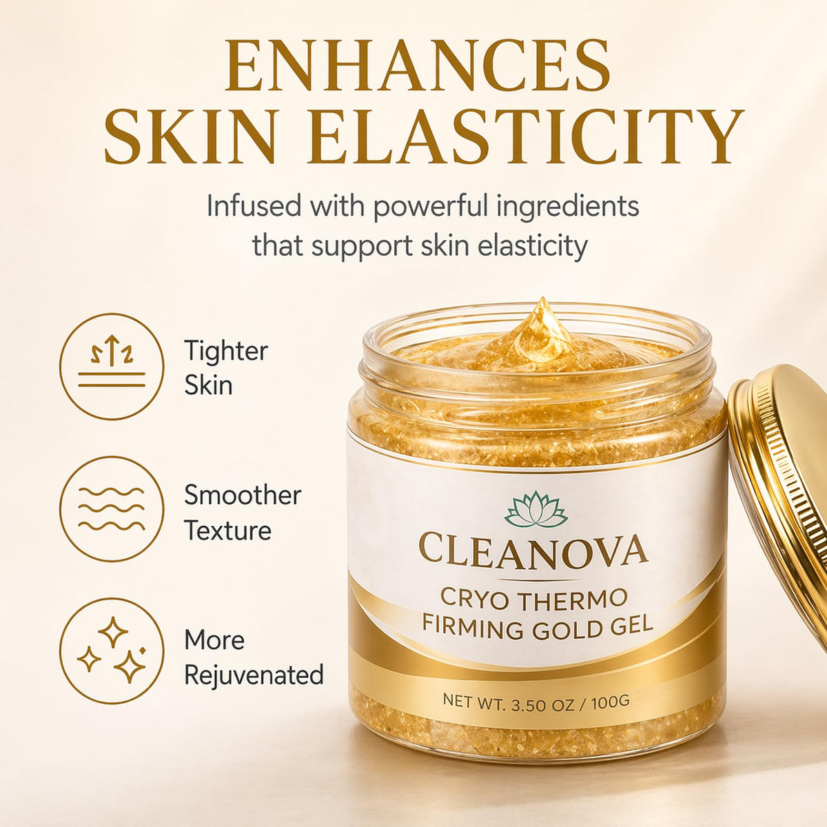 Iwhact Cleanova gel dispensed on hand demonstrating cooling-to-warm sensory effect and easy blendability