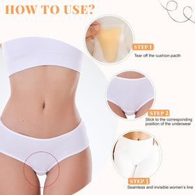 IYRNISFEM pad being positioned under leggings demonstrating discreet coverage during wear
