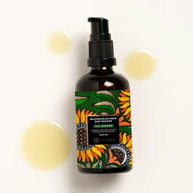 The Ayurveda Experience Balaayah application on inner thighs demonstrating targeted firming