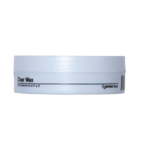J Beverly Hills open jar displaying smooth clear wax texture for effortless styling