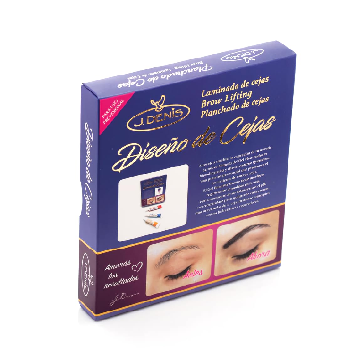 J. Denis tweezers and measuring tool detail for accurate brow shaping