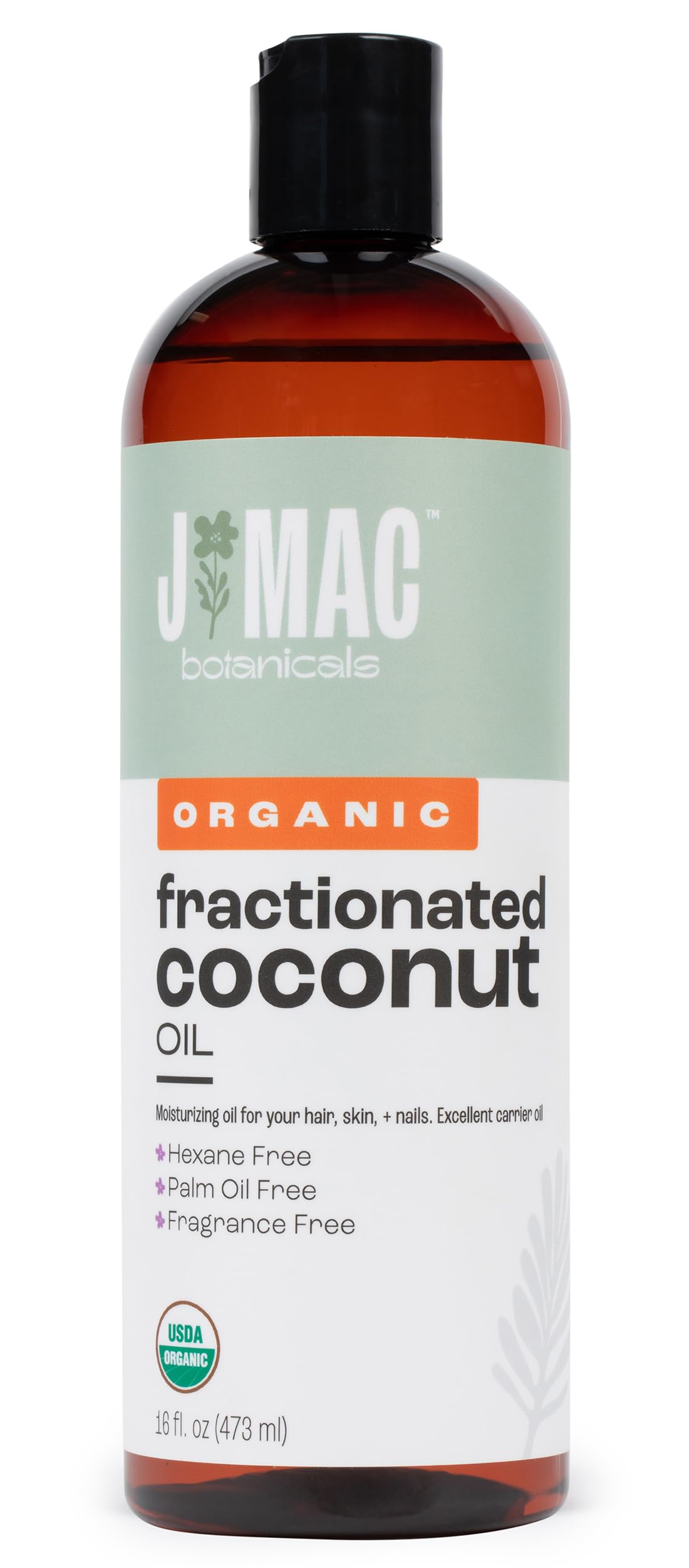 J MAC BOTANICALS front label showing organic certification and 16oz size benefit