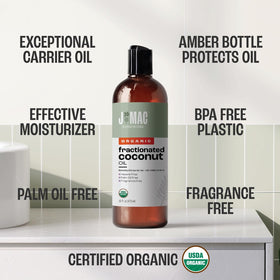 J MAC BOTANICALS oil being poured showing lightweight texture and easy blending