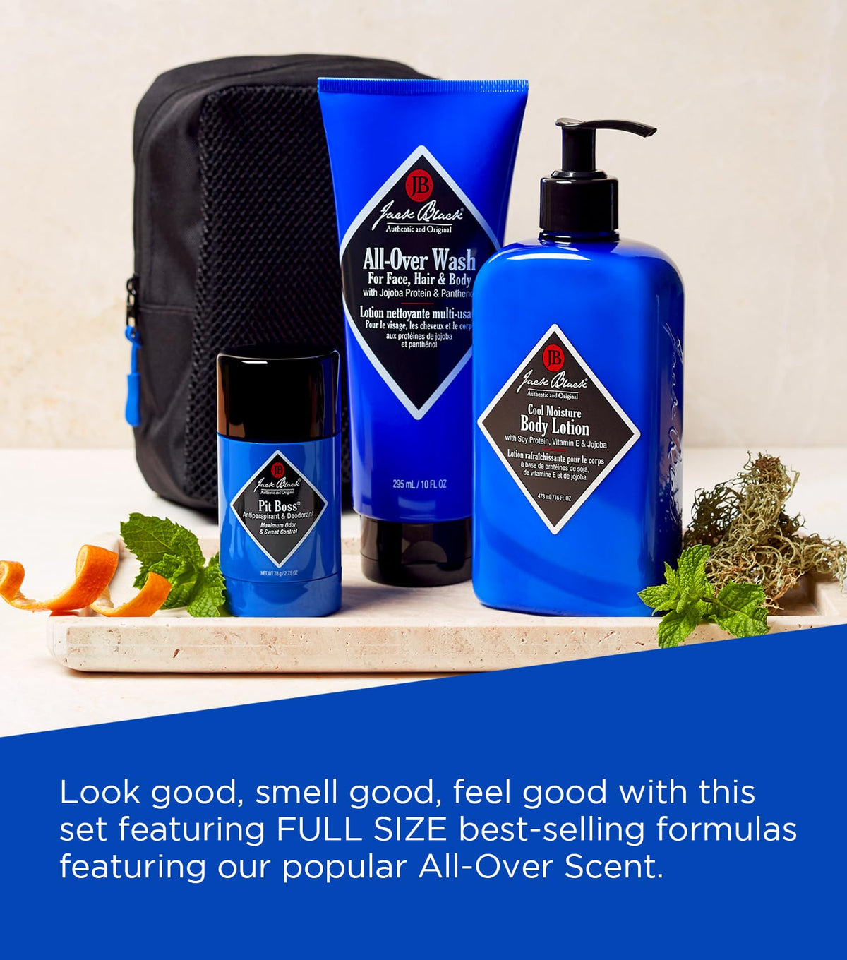 Jack Black All-Over Wash bottle close-up highlighting gentle lather benefit
