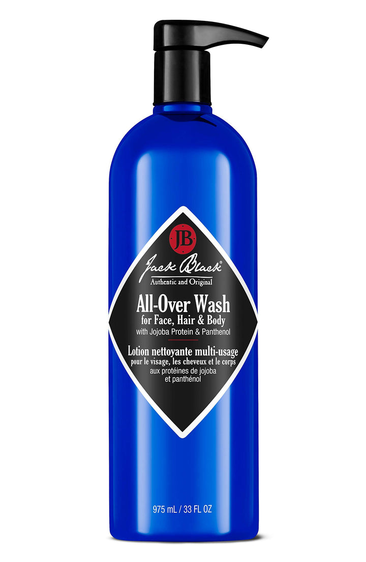 Jack Black front packaging shows bottle and label, highlighting multi-use convenience