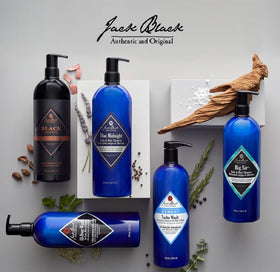 Jack Black bottle next to common items showing 10 oz scale and portability benefit
