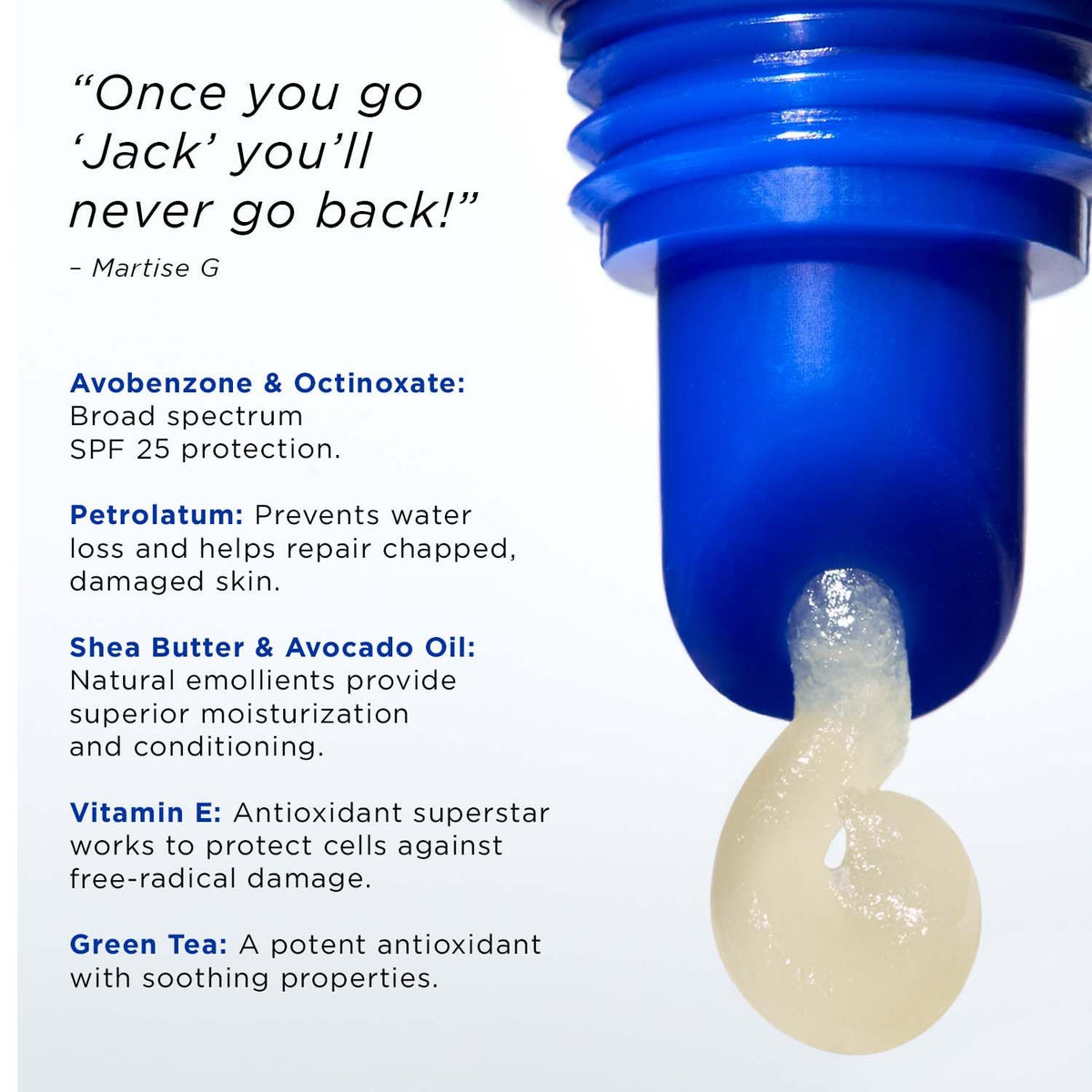 Jack Black Double-Duty moisturizer tube angled to show lightweight hydration