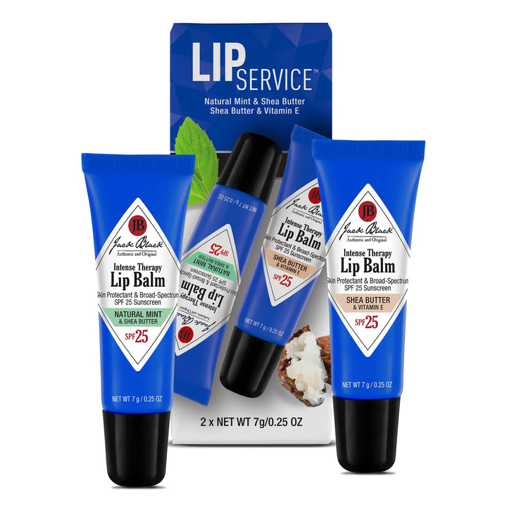 Jack Black duo front packaging showing both SPF 25 lip balms and portability