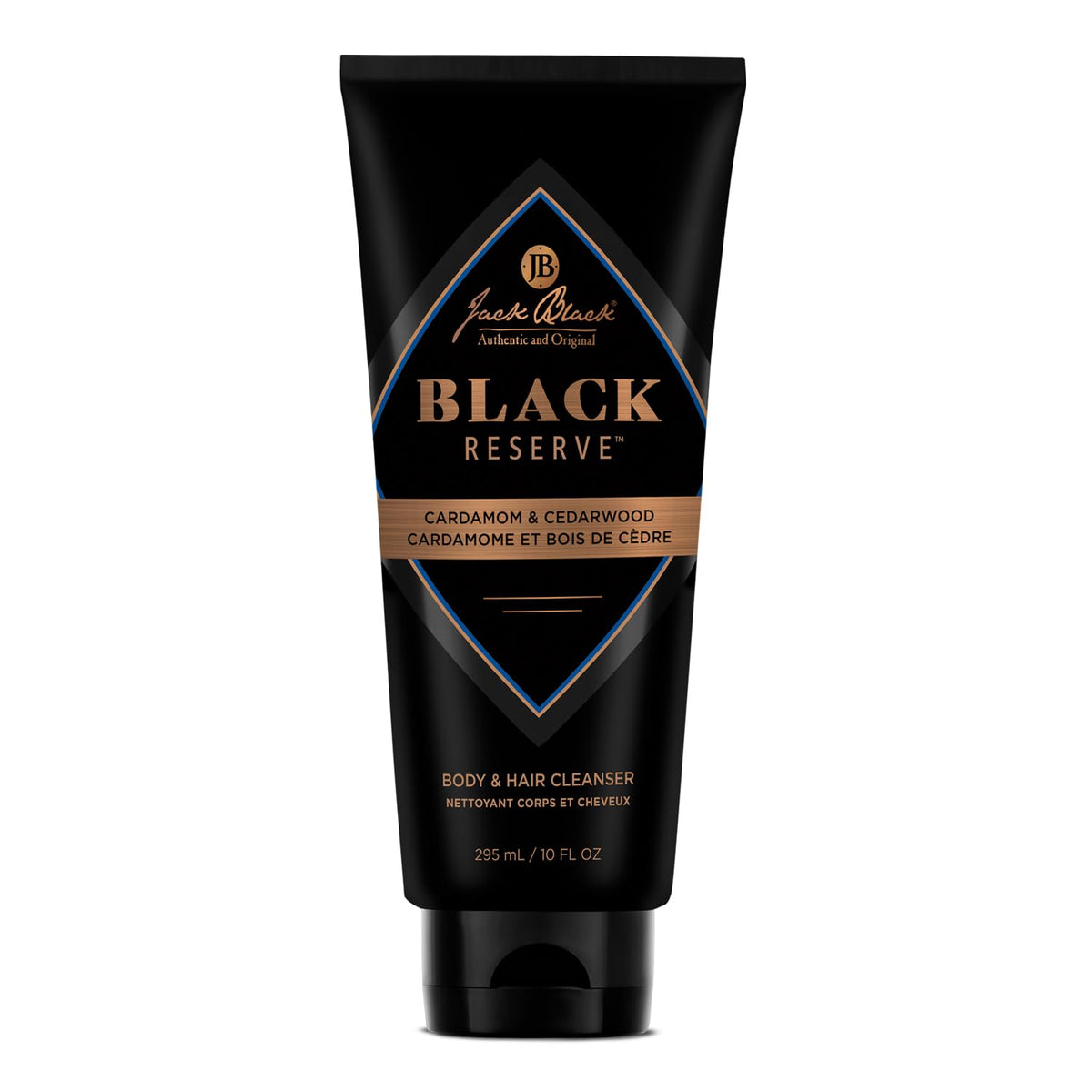 Jack Black front packaging displaying Black Reserve 10 fl oz and benefits