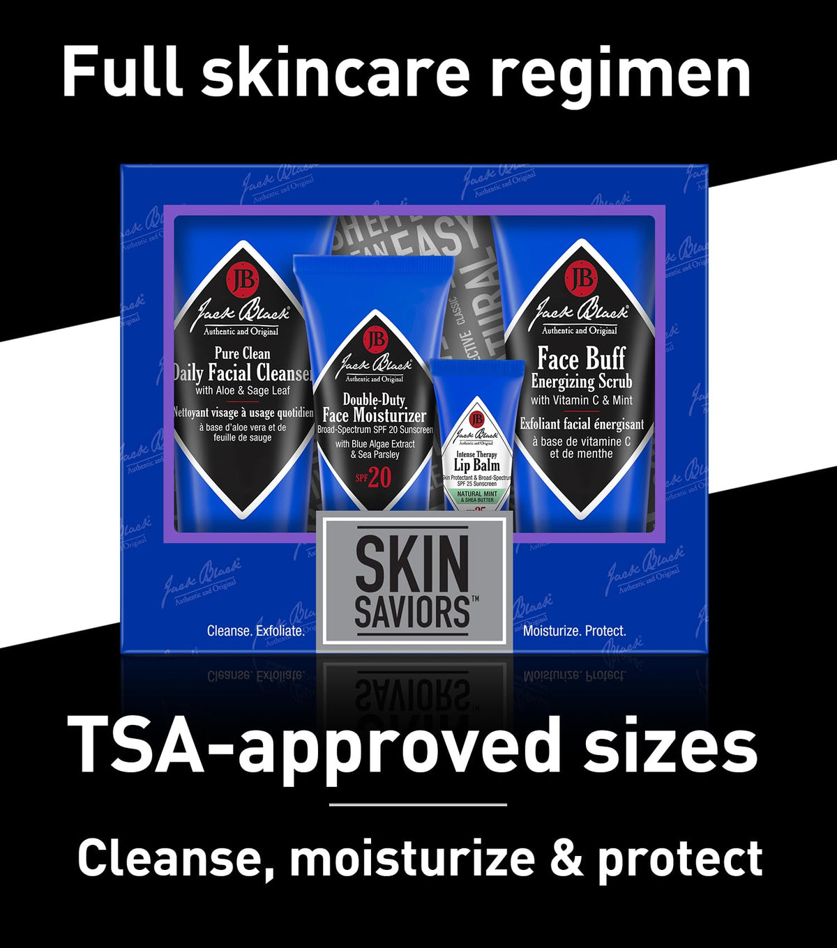 Jack Black ingredient label close-up highlighting dermatologist-tested benefits