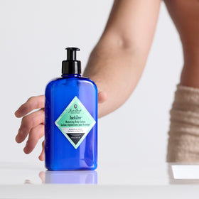 Jack Black Jackzen lotion texture swipe showing lightweight consistency and fast absorption