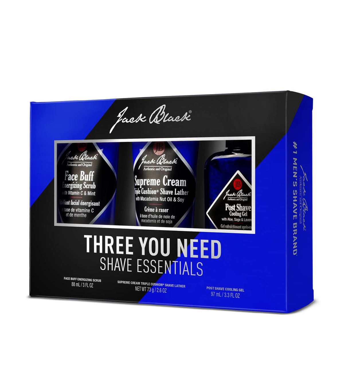 Jack Black label close-up displaying ingredients and usage directions