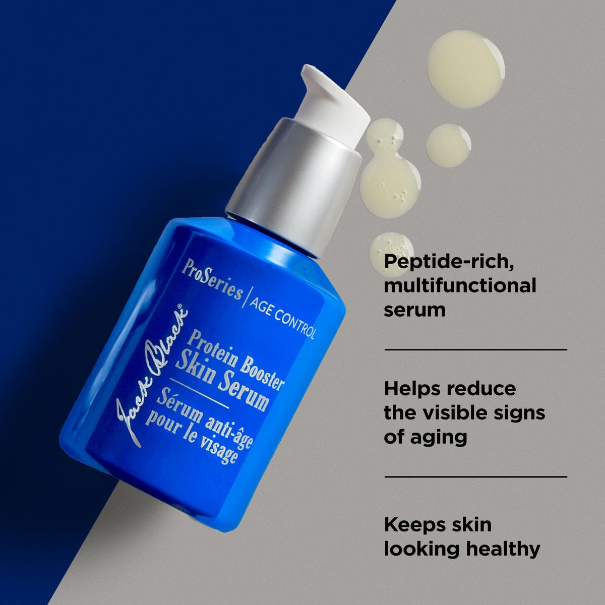 Jack Black label close-up listing peptides and botanicals for ingredient transparency