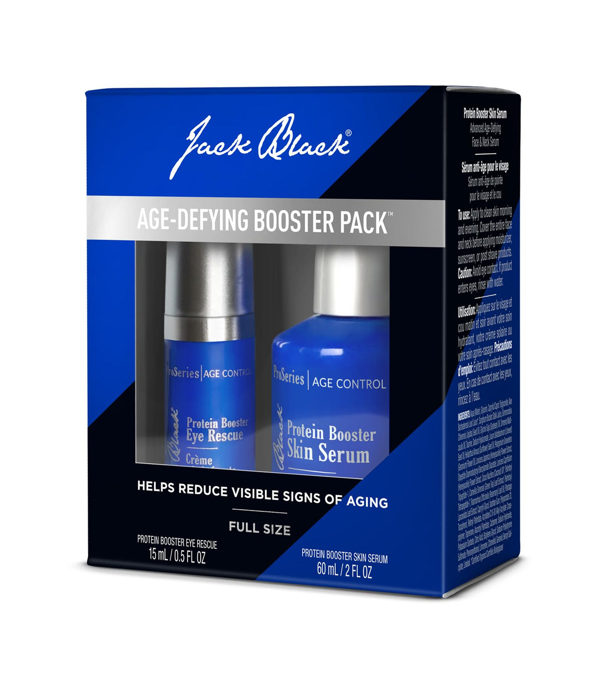 Jack Black booster pack on bathroom vanity in lifestyle setting promoting routine convenience