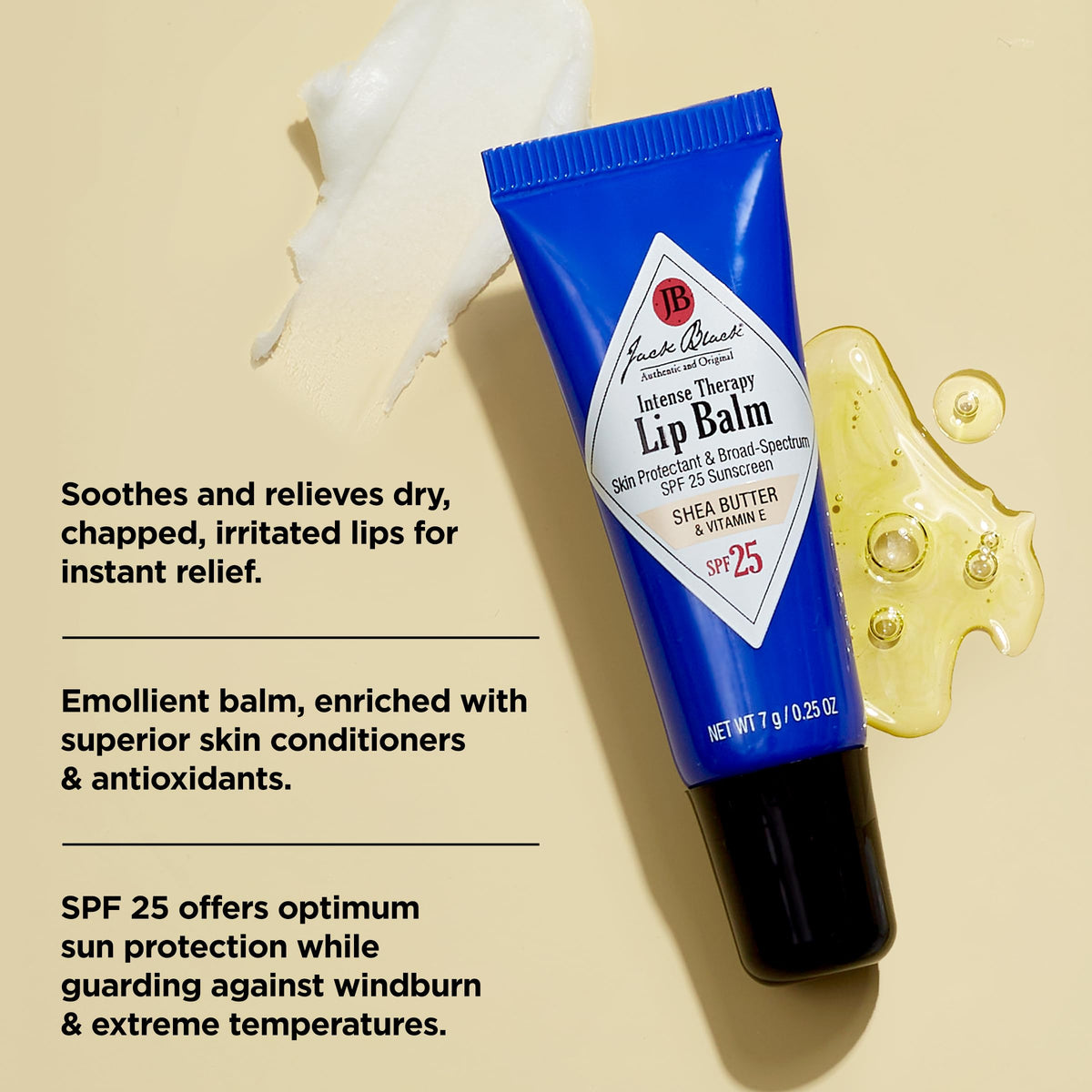 Jack Black mint balm close-up texture revealing creamy shea butter hydration