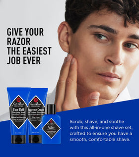 Jack Black Supreme Cream being pumped to show rich, protective lather