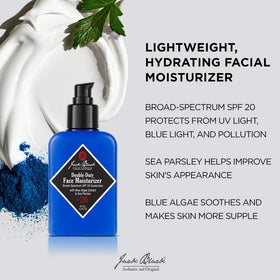 Jack Black moisturizer texture close-up highlighting lightweight, non-greasy hydration