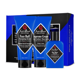 Jack Black front packaging showing the three-step shave kit and convenience
