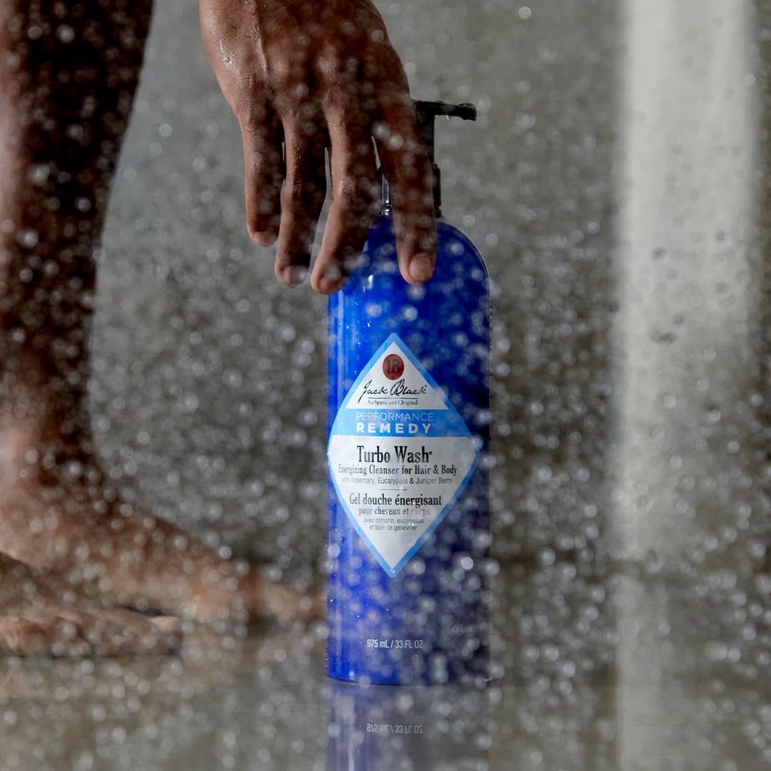 Jack Black Turbo Wash rosemary eucalyptus juniper ingredients arranged for scent