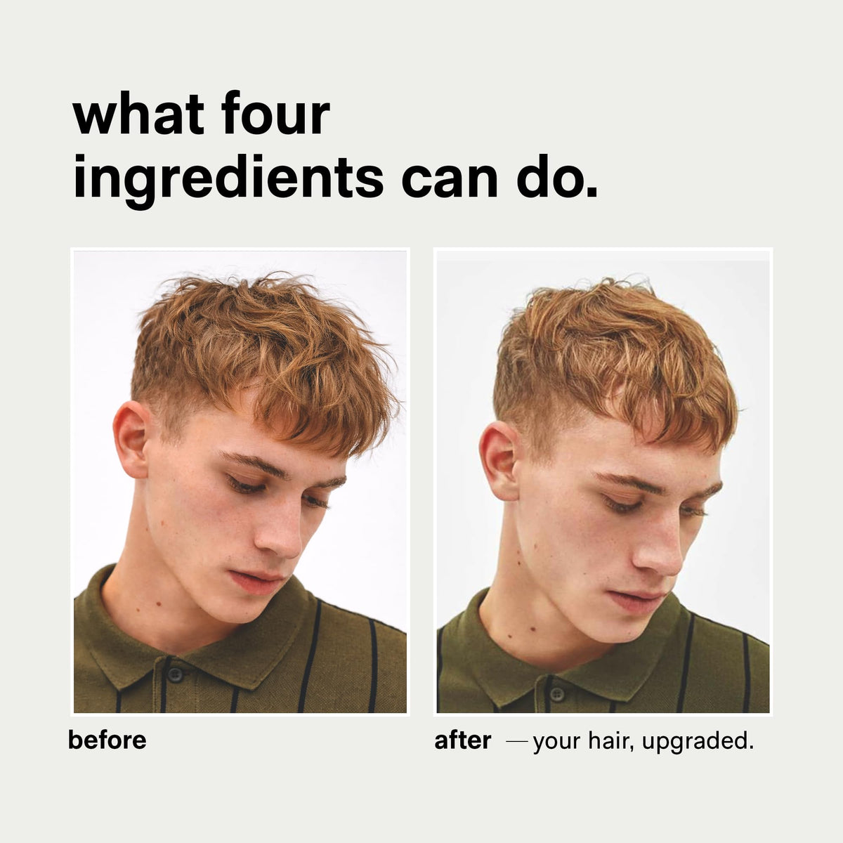 Jack Henry styled dry hair demonstrating natural matte finish and movement