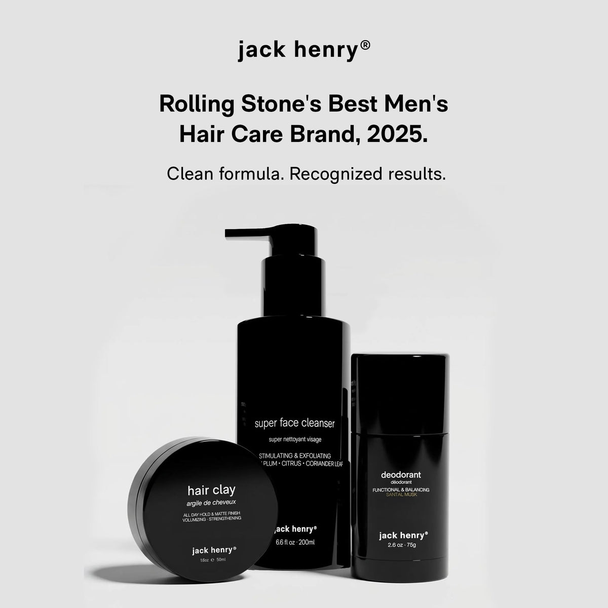 Jack Henry on bathroom shelf lifestyle scene promoting daily routine benefit