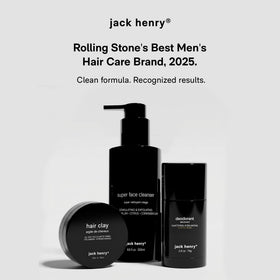 Jack Henry on bathroom shelf lifestyle scene promoting daily routine benefit