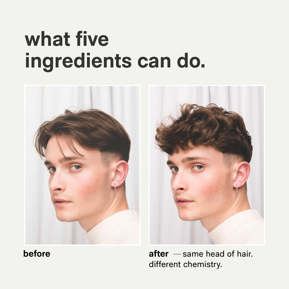 Applying Jack Henry putty to hair with fingers, creates natural texture