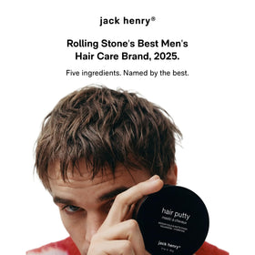 Jack Henry putty on bathroom counter in lifestyle setting, everyday grooming