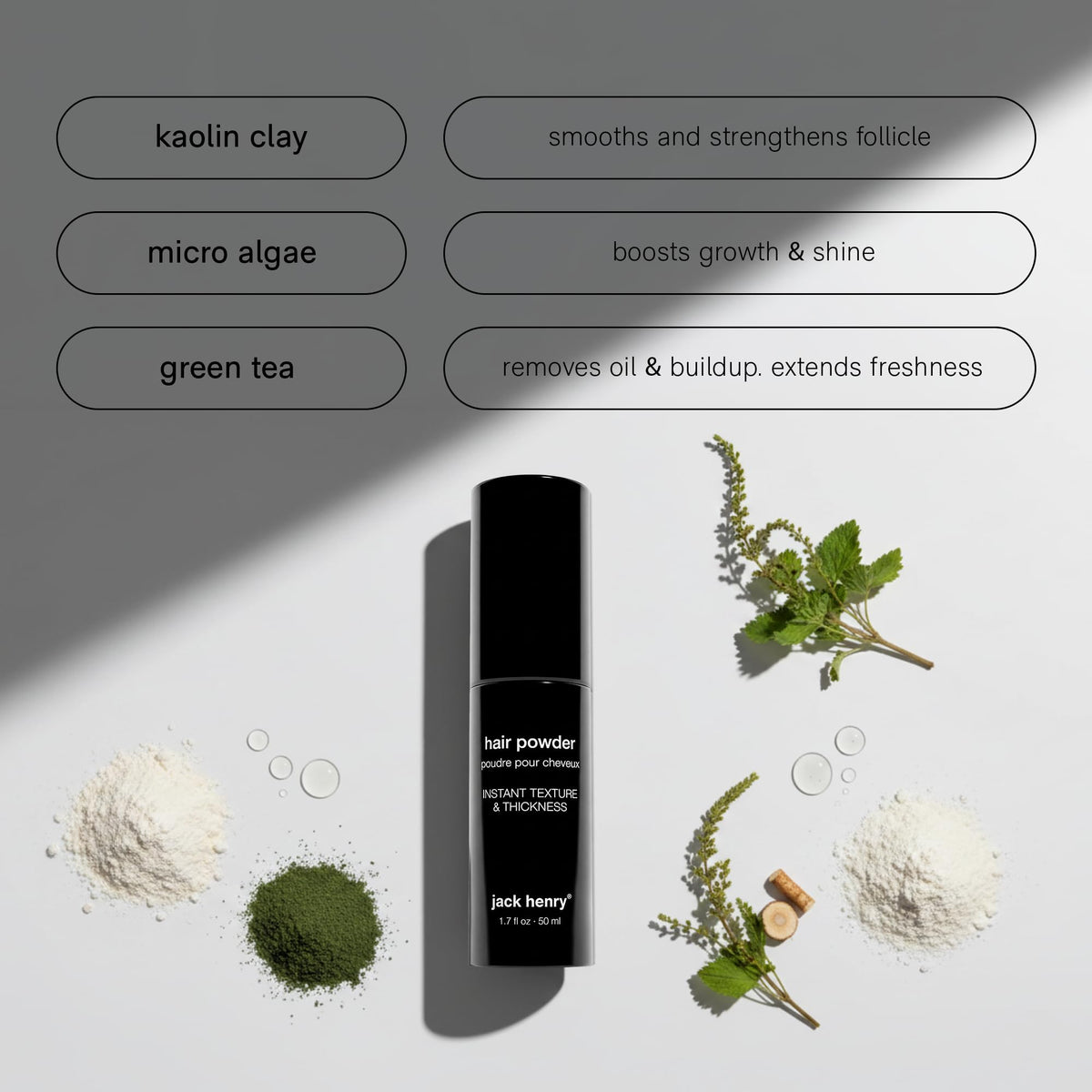 Jack Henry powder texture close-up highlighting mineral particles for real thickness