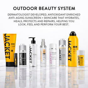 JACKET sunscreen applied on forearm illustrating lightweight finish