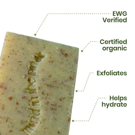 Jackfir close-up texture of bar revealing wheat bran exfoliant