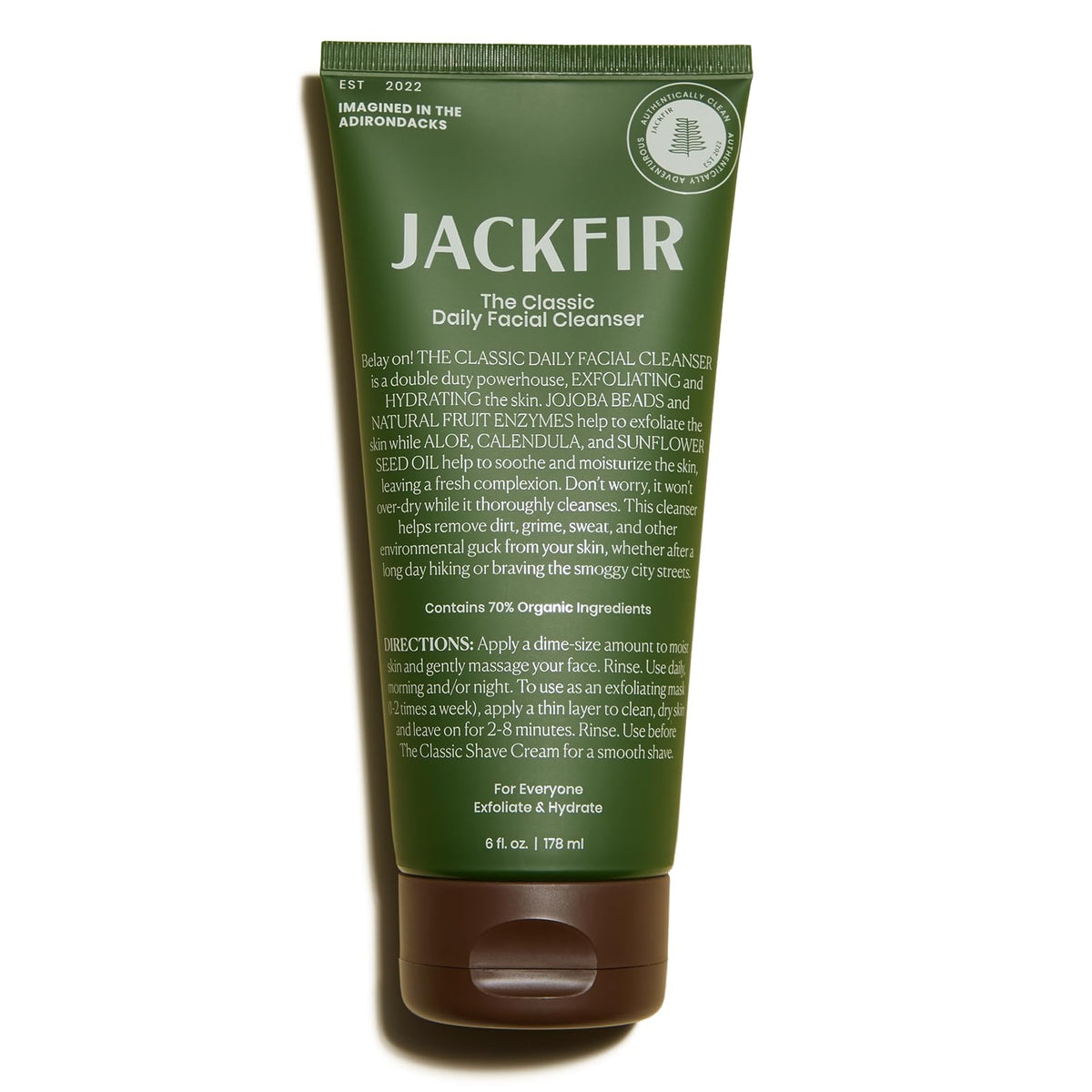 jackfir front packaging showing tube and branding for clean grooming benefit