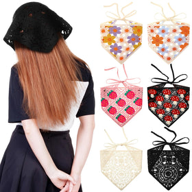 JaGely front view of six colorful crochet bandanas showing variety and gift-ready packaging