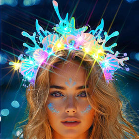 JAKAWIN headband lit in darkness showing bright visibility and eye-catching effect