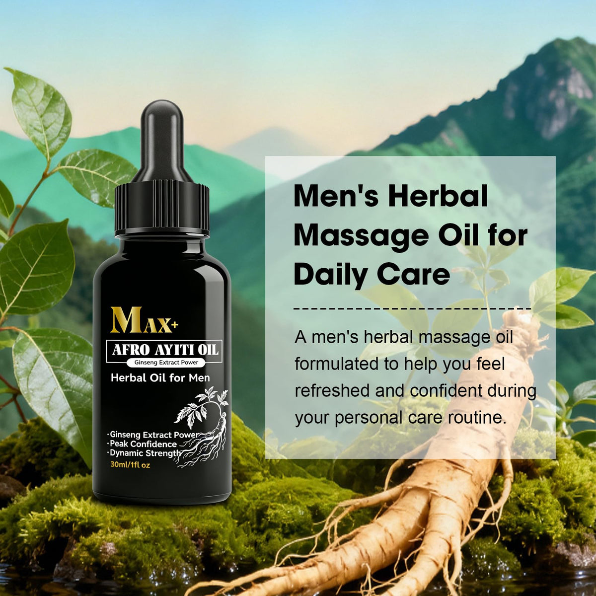 Jalan Max+ Afro Ayiti label close-up highlighting ingredient list and natural extracts for reassurance