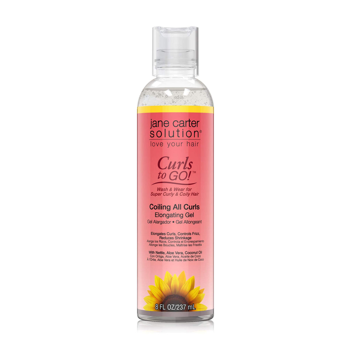Jane Carter Solution front packaging showing 8oz label and curl-friendly benefits