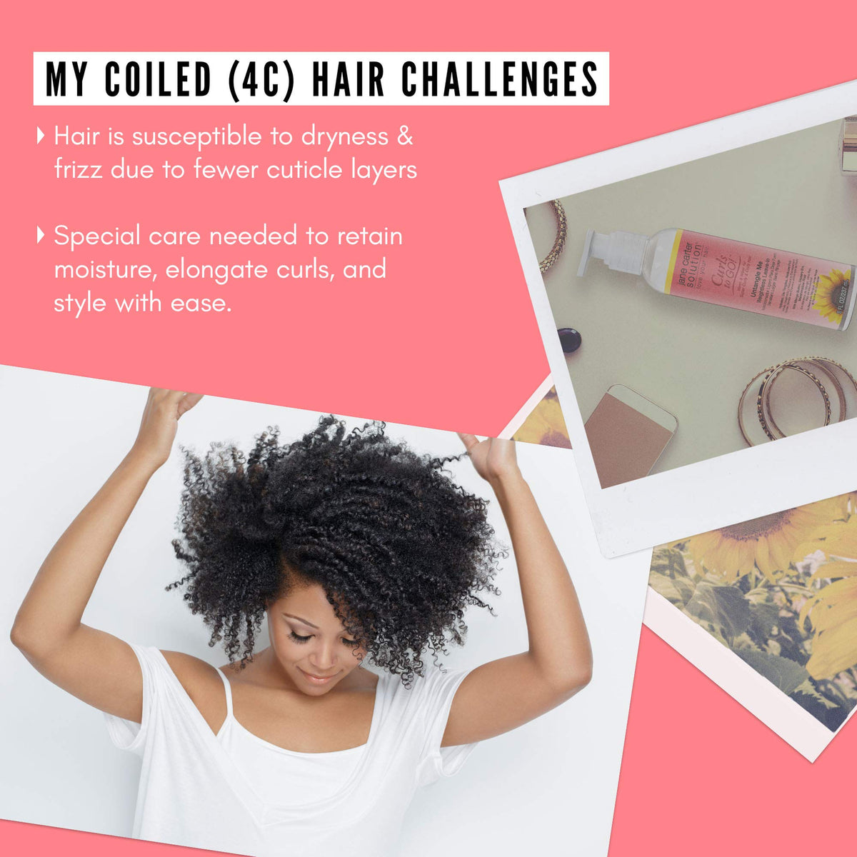 Jane Carter Solution before and after detangling showing reduced knots and frizz