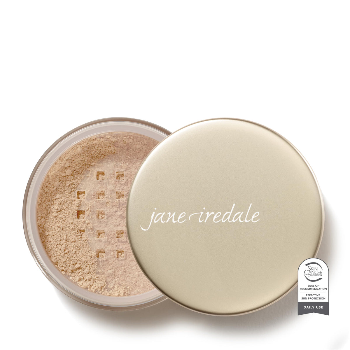 jane iredale front packaging showing jar and label, clear protection benefit