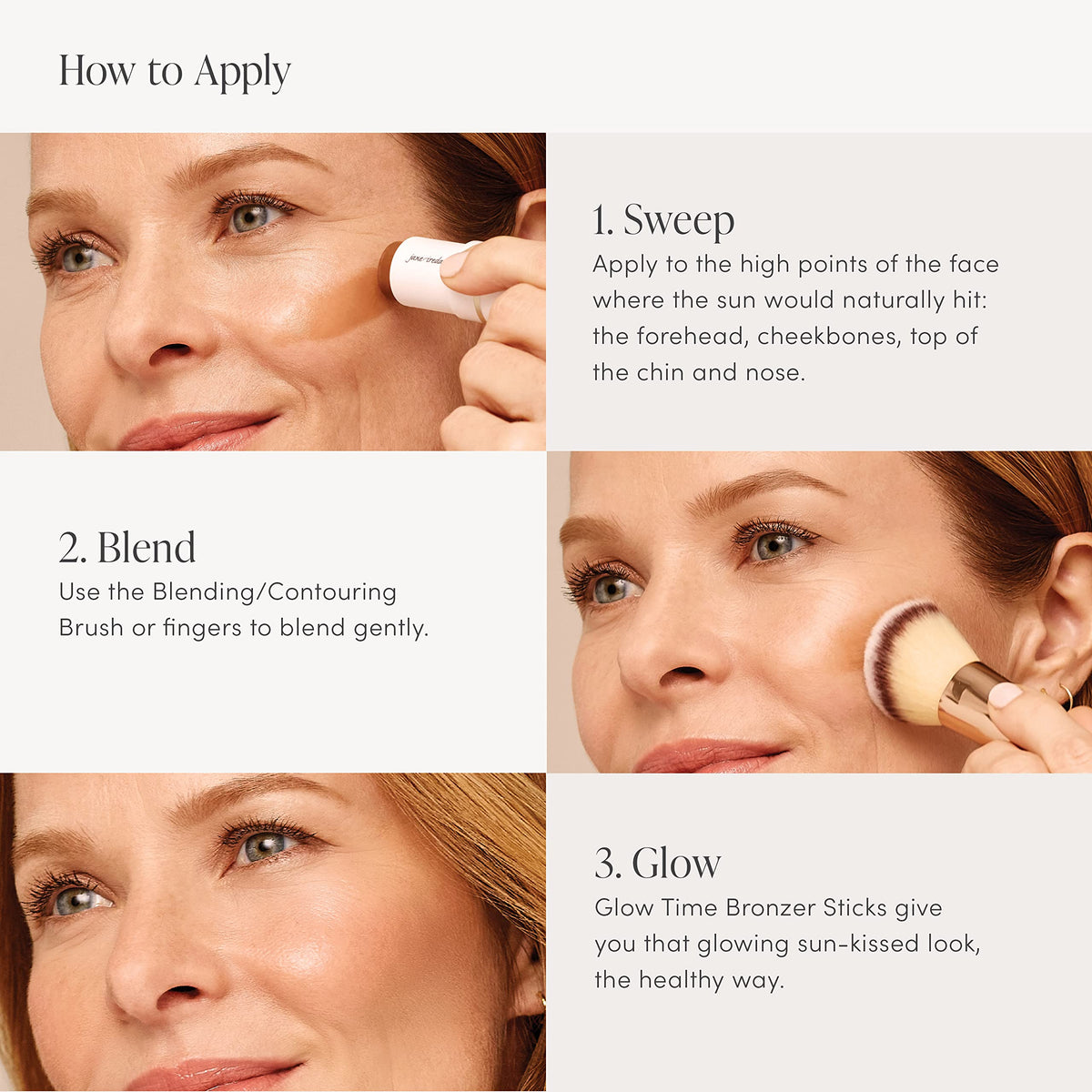 jane iredale applying bronzer to cheek demonstrates contour and warmth