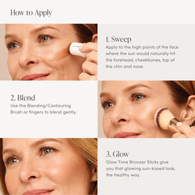 jane iredale applying bronzer to cheek demonstrates contour and warmth