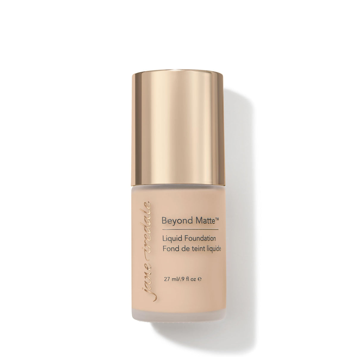 jane iredale front packaging showing bottle and cap, clear branding and size benefit