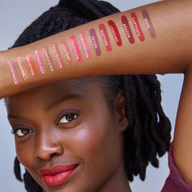 jane iredale lip stain worn by model illustrating long-wear look