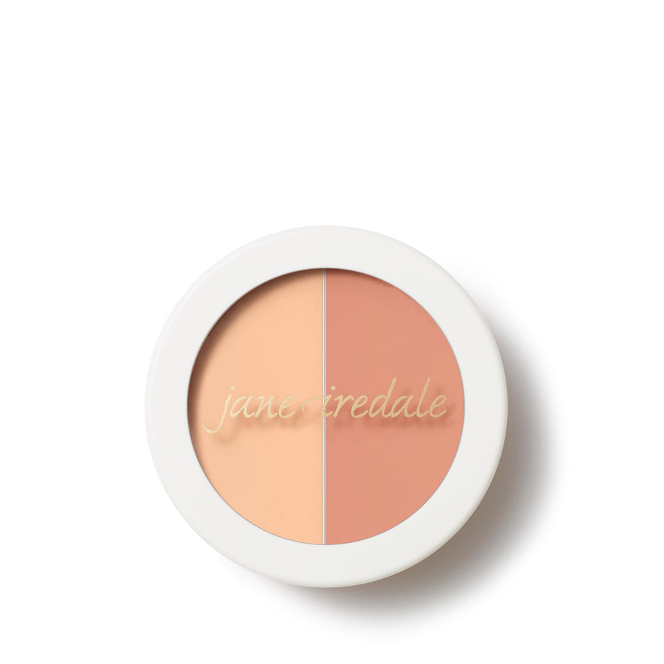 jane iredale compact front view showing dual shades and portable design for precise correction