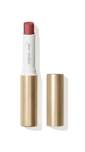 jane iredale front packaging showing lipstick and shade, clear product identity and appeal