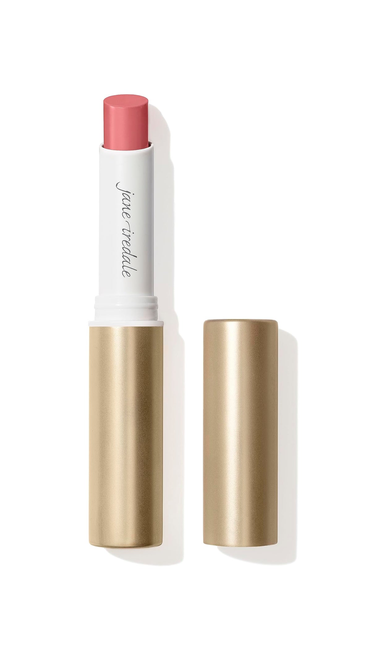 jane iredale lipstick front packaging showing sleek tube and label benefits