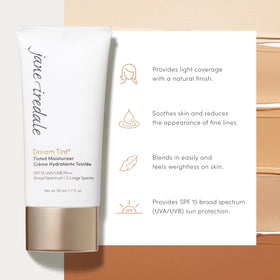 jane iredale applying tint to skin demonstrating lightweight coverage benefit