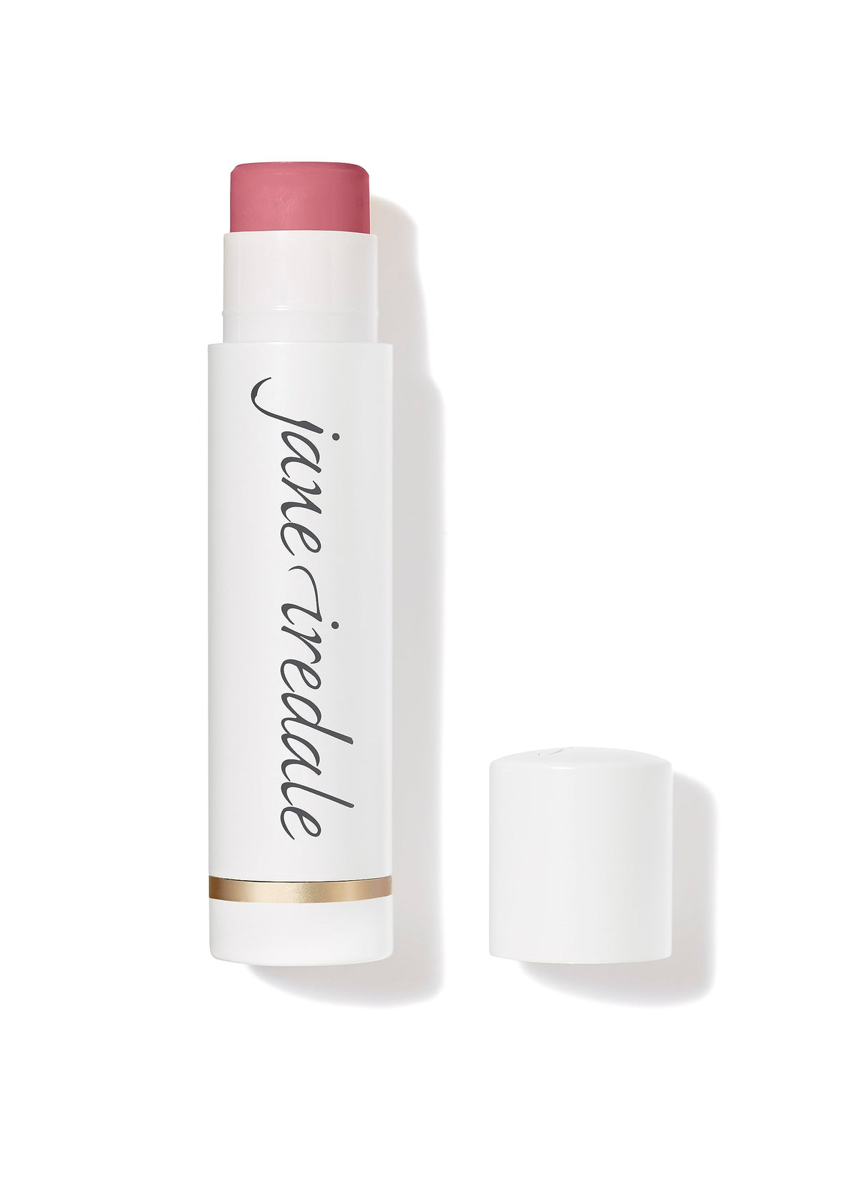 jane iredale lip balm front packaging showing compact tube and lemon scent benefit